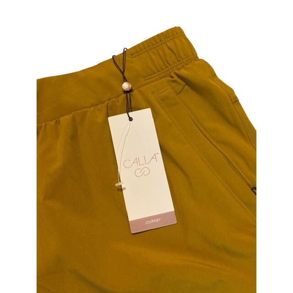 CALIA Journey Collection Mid Rise Sport Short 5" Inseam Mustard Yellow Womens M - Picture 4 of 6